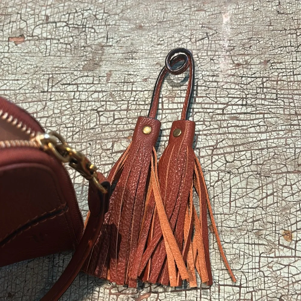 Frye Cognac Leather Wristlet Clutch